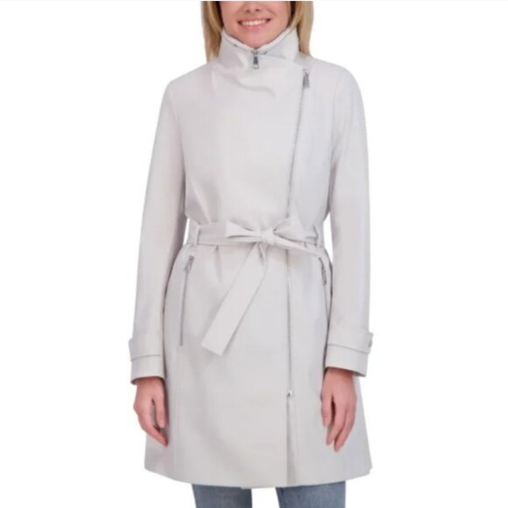 New Halston Women's Belted Trench Coat Gray - Picture 4 of 11